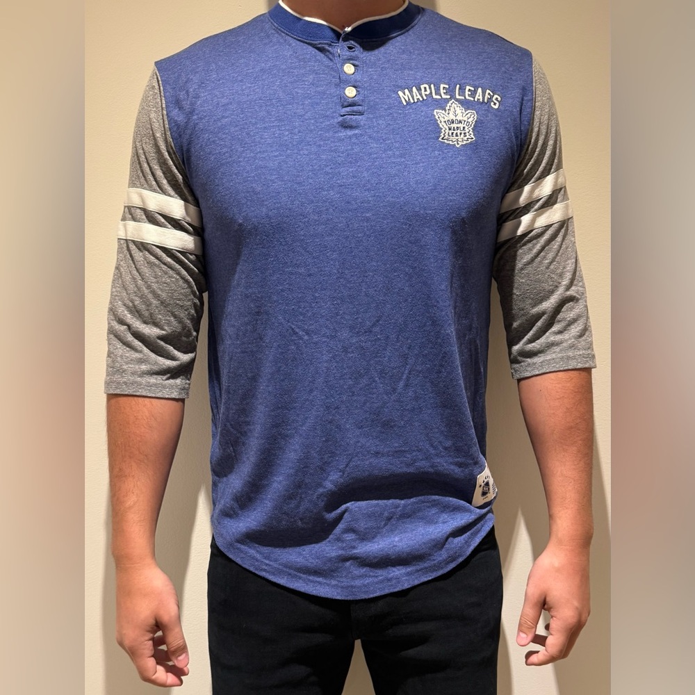 Blue and Gray Long Sleeve Men's Shirt